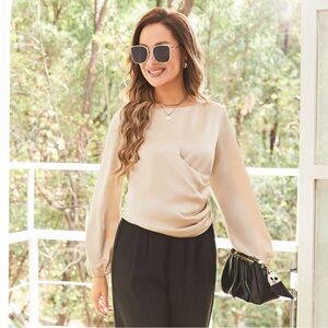 Express Cream Draped Women's Blouse